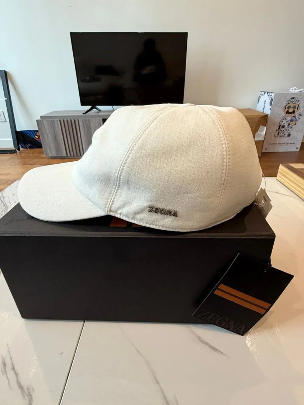 Zegna White Baseball Cap (SS26) Oasi Lino Large Limited Edition